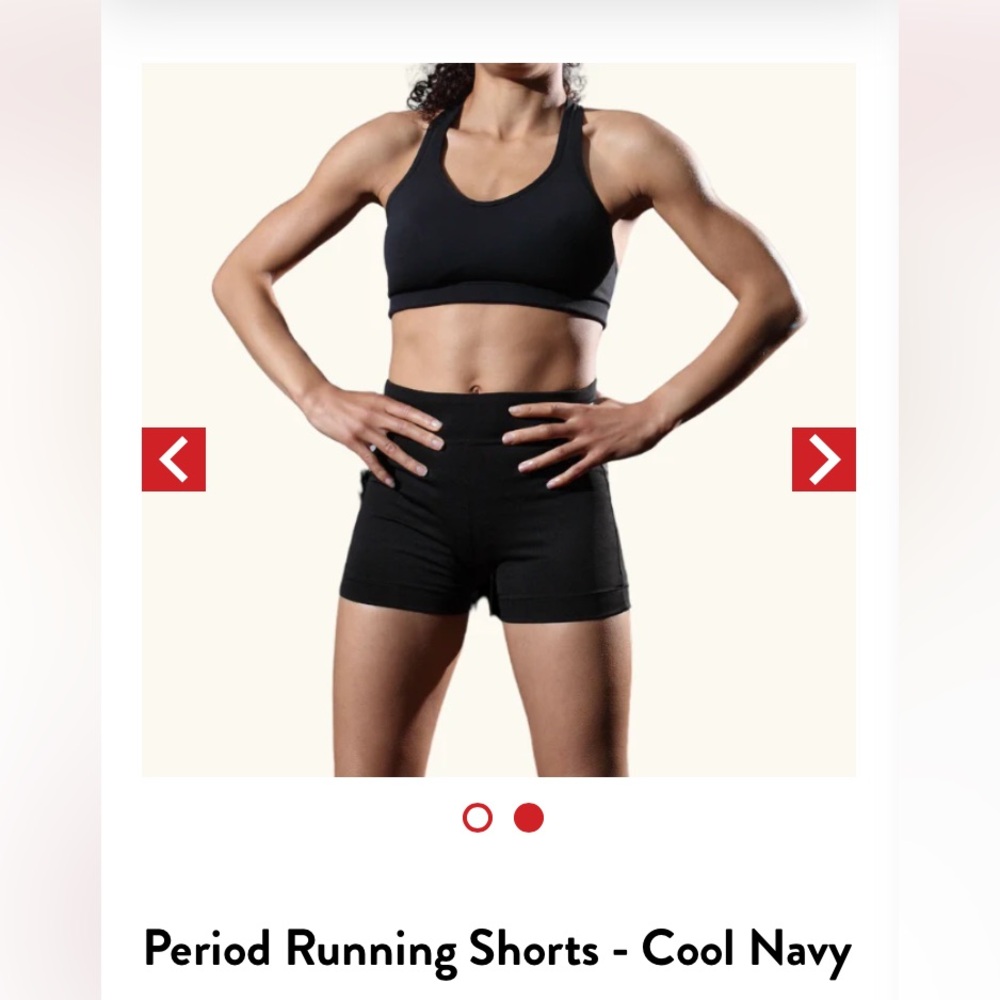 Ruby Athletics Period Proof size Medium navy blue running shorts. {1088}